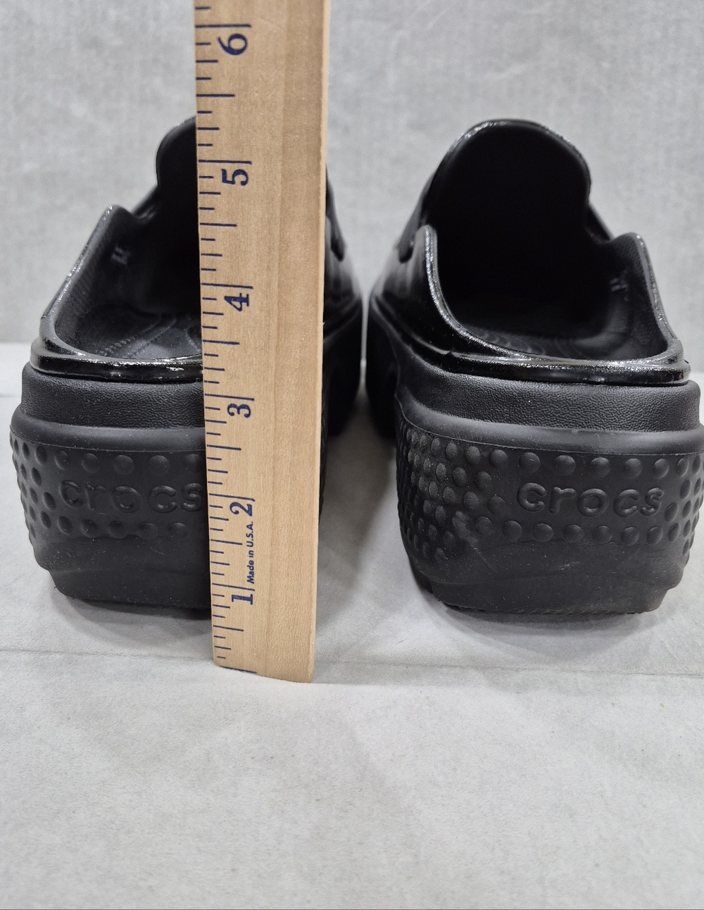 Crocs Stomp platform penny loafer mules women's 9 black super shiny chunky Y2K - Picture 7 of 14